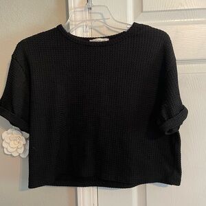 Black Knit Ribbed Crop Top